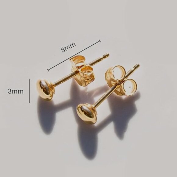 New 14k Real Yellow Gold Button Domed Stud Pierced Post Petite Small Earrings - Picture 11 of 11